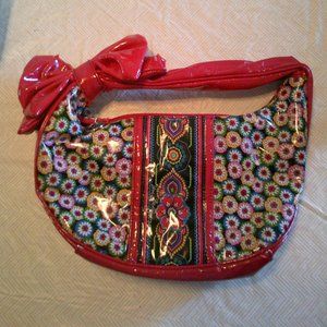 Boho Small PVC Zip Closure Bow Decor Purse
